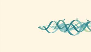 Layered ribbons of blue and green forming a sound wave, each carrying a small everyday object.