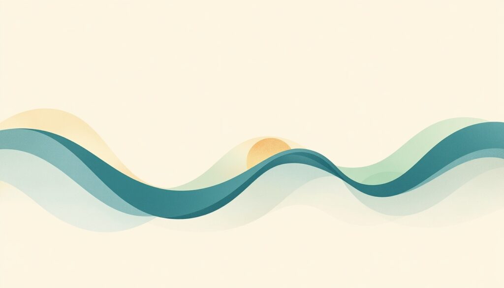 Three song sheets with blue and green lines, one sitting comfortably in the middle and glowing gold.